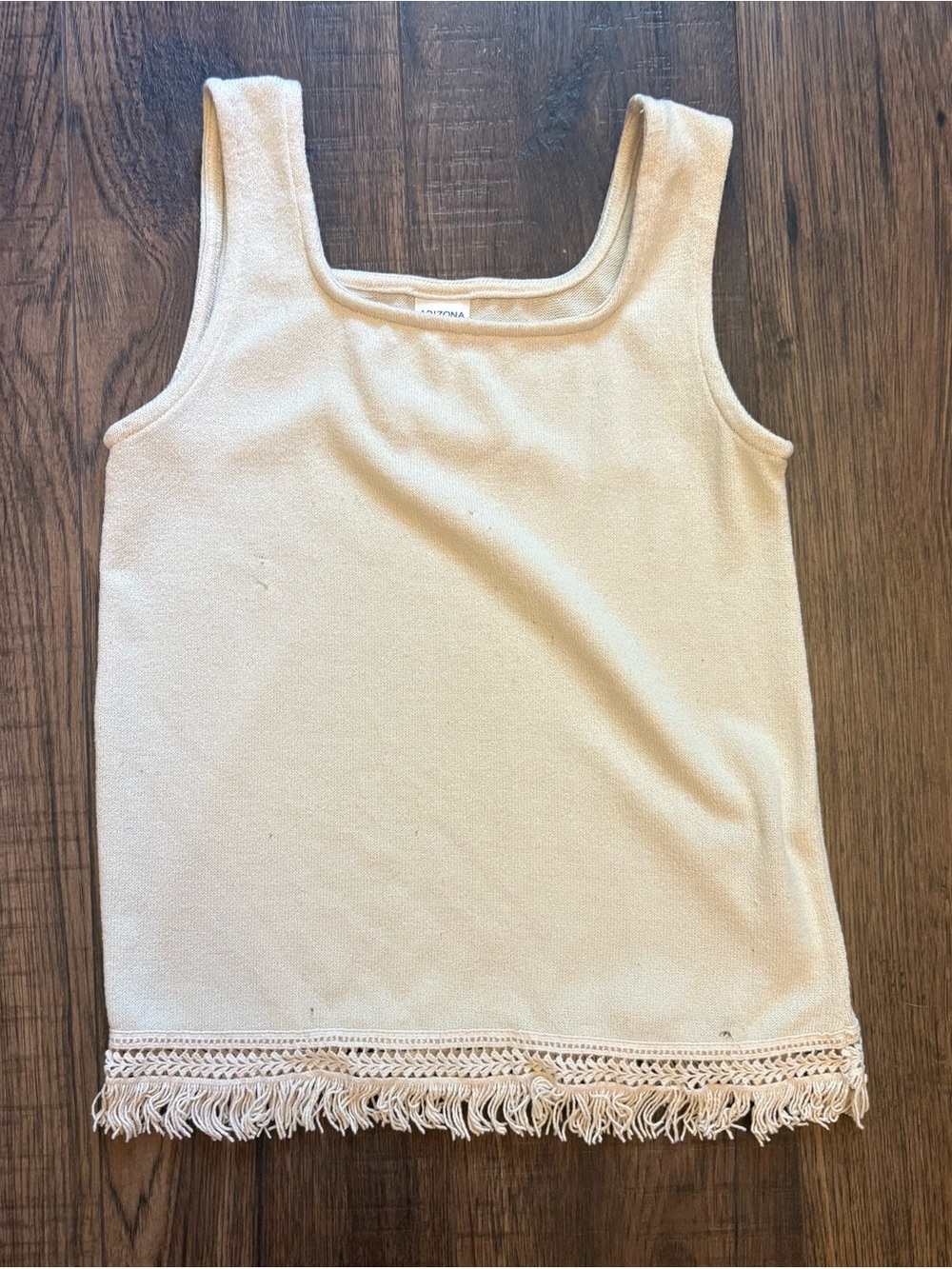 Cream Fringe Tank Top